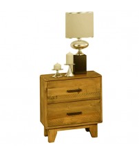 Woodstyle Solid Timber Light Brown 2 Drawers Bedside Table in Rustic Texture